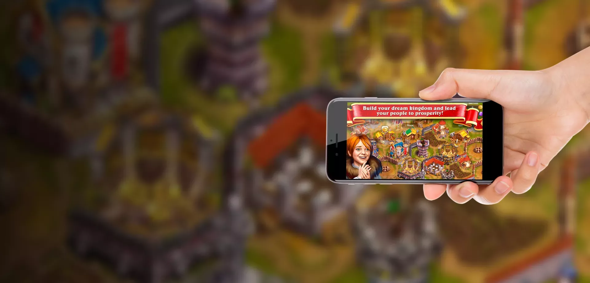 hand holding a smartphone with a game -game development outsourcing services